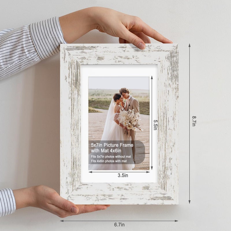 Hongkee 5x7 Picture Frame Set of 4  Made of Real Glass and Multicolour Wooden Frame  5 by 7 Photo for Wall or Tabletop - Display Picture 4x6 with Mat or 5x7 Without Mat - Image 2