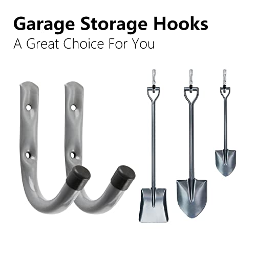 HOME MASTER HARDWARE 12 Pack 4-Inch Heavy Duty Garage Storage Wall Hooks, Steel J Utility Hooks for Hanging Ladders, Tools, Bikes, Grey - Image 3