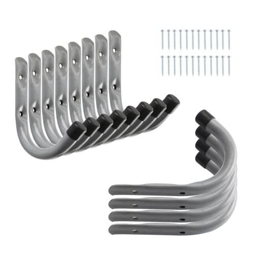 HOME MASTER HARDWARE 12 Pack 4-Inch Heavy Duty Garage Storage Wall Hooks, Steel J Utility Hooks for Hanging Ladders, Tools, Bikes, Grey - Image 1