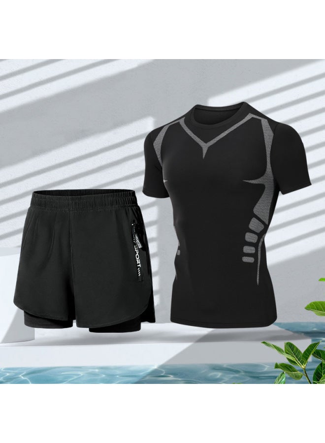 إسكدنيا ملابس سباحة رجالية مضادة للإحراج بطبقة مزدوجة سريعة الجفاف مجموعة ملابس سباحة هوت سبرينج احترافية مبطنة للسباحة فضفاضة للأولاد - اللون: خيال علمي قطعتين 【سباحة ركوب الأمواج على الشاطئ】】 - - Image 1