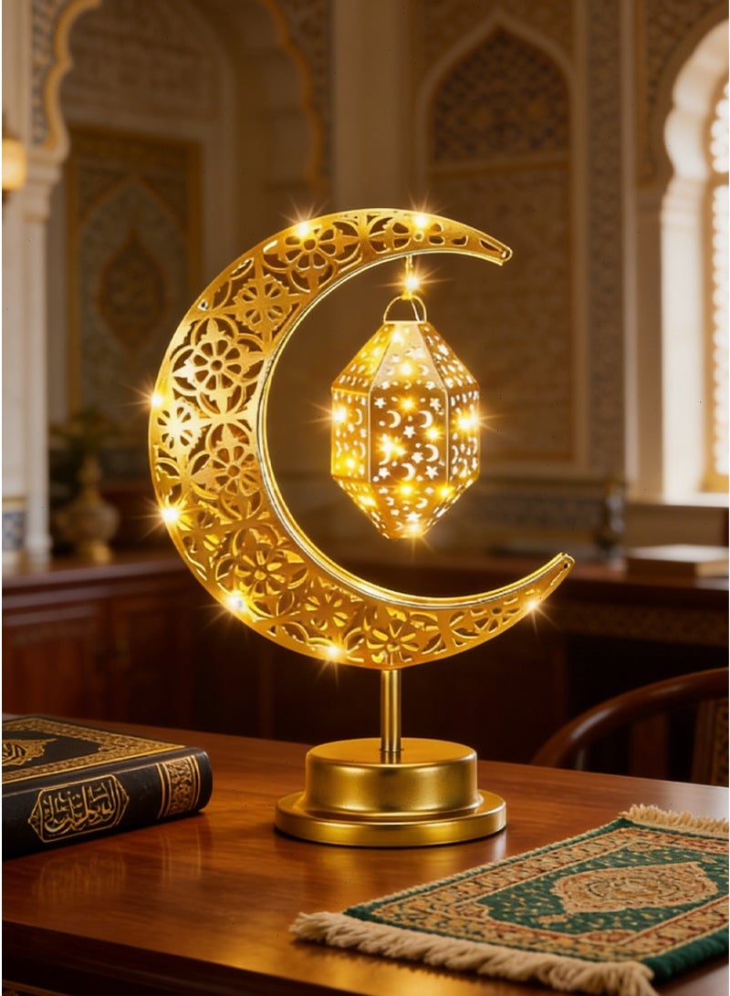 أضواء رمضان ، ليد القمر الجدول مصباح ، بطارية تعمل بالطاقة الإسلامية فانوس مصباح لغرفة الصلاة وطاولة الطعام - Image 1