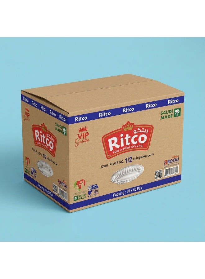 Ritco Carton Of Oval Plastic Plates, Size 1/2 (1500 Plates/Carton) - Image 1