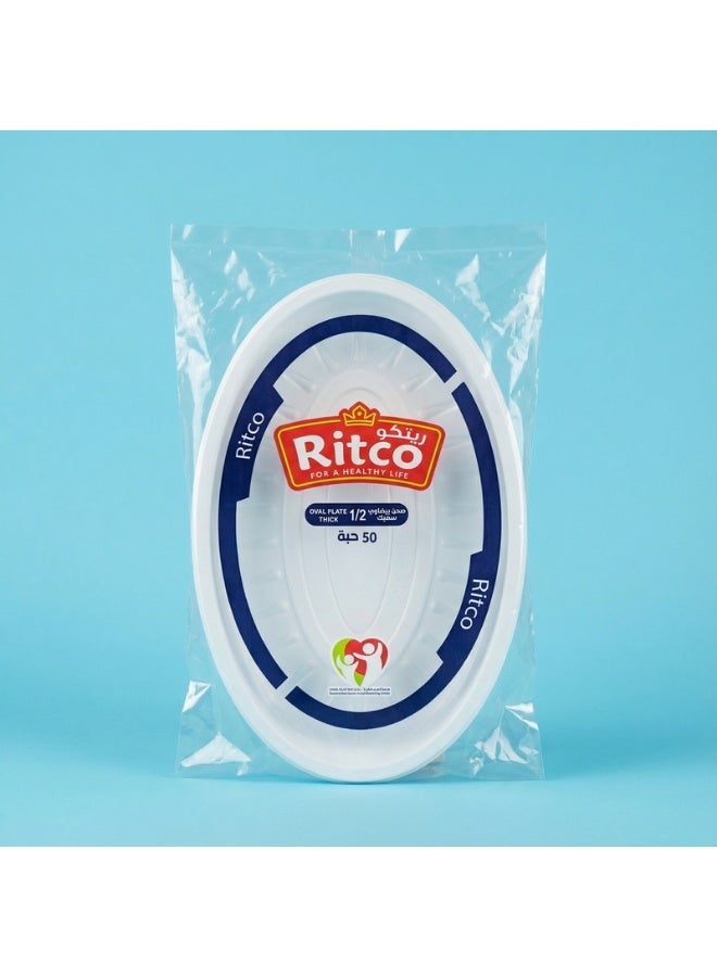 Ritco Carton Of Oval Plastic Plates, Size 1/2 (1500 Plates/Carton) - Image 2