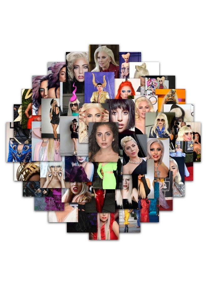 NIBEMINENT 63 Pcs Lady Gaga Deco Kit Waterproof Stickers, High Definition Printing Bright Colors, Suitable for Laptop Skateboard Luggage Water Bottle Guitar DIY  - Image 1