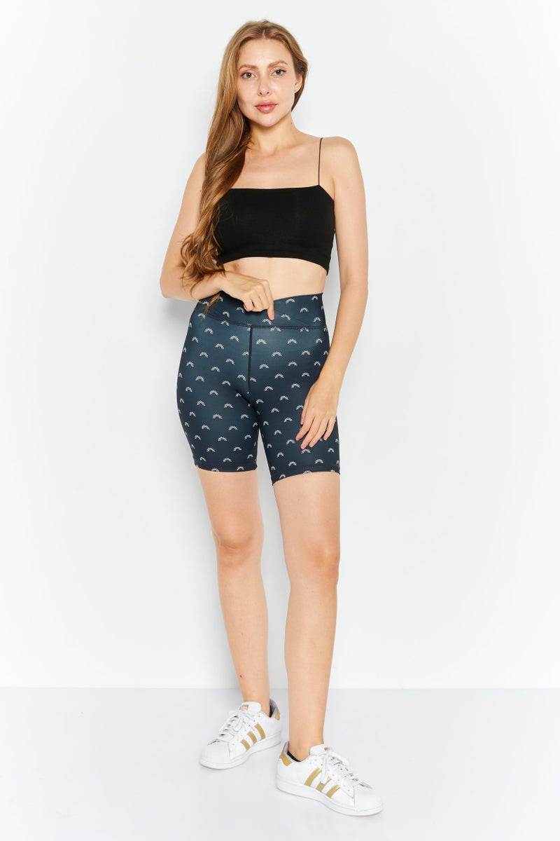 COZI Women Printed Legging Shorts, Black - Image 3