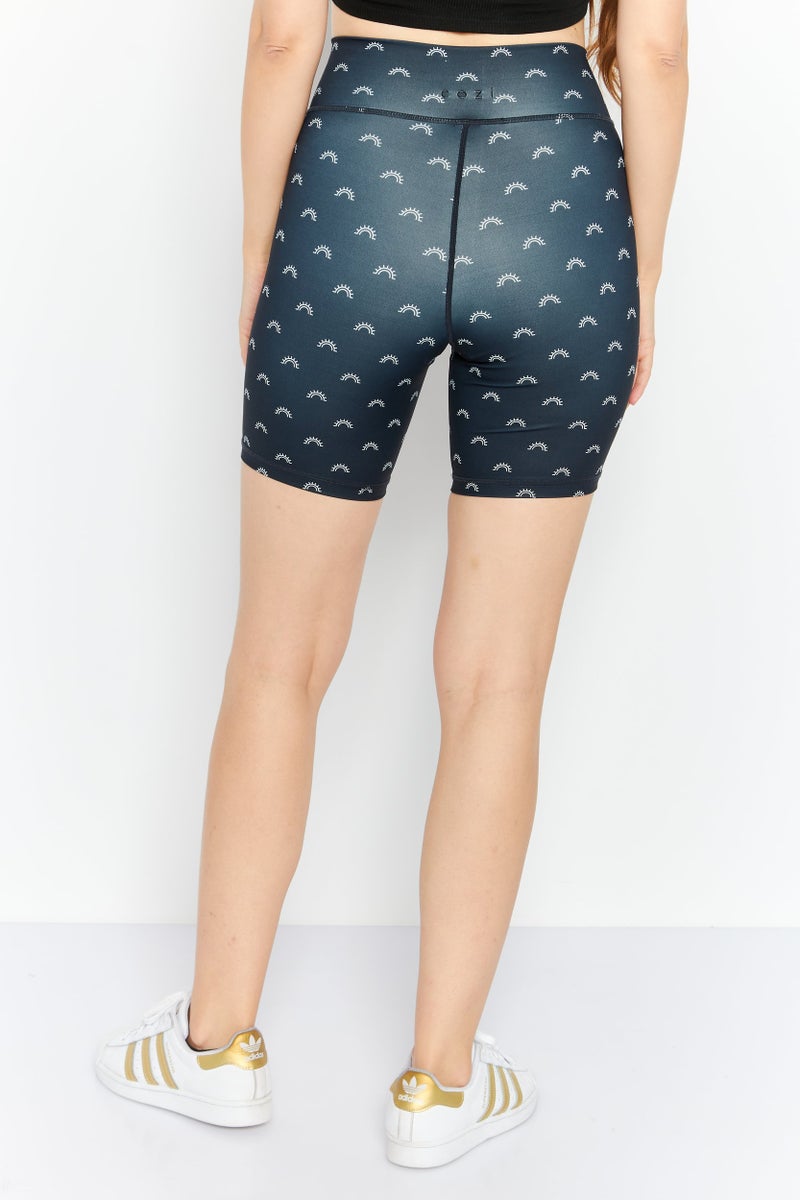 COZI Women Printed Legging Shorts, Black - Image 4