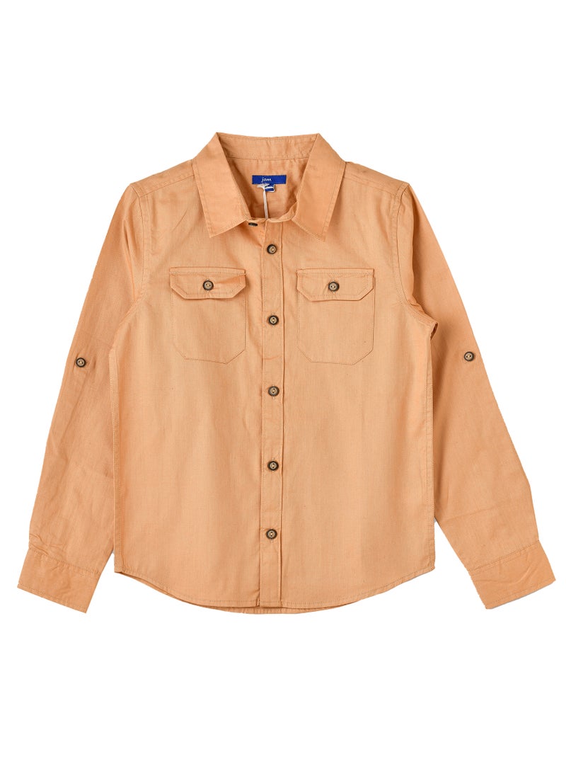 JAM Boys Orange Casual Shirt with Long Sleeves  - Image 1