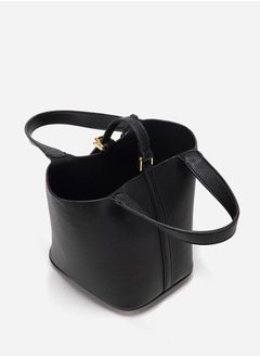 Loquat Small Bucket Bag for Women Simple Style Hobo Bucket Handbag Black  - Image 2