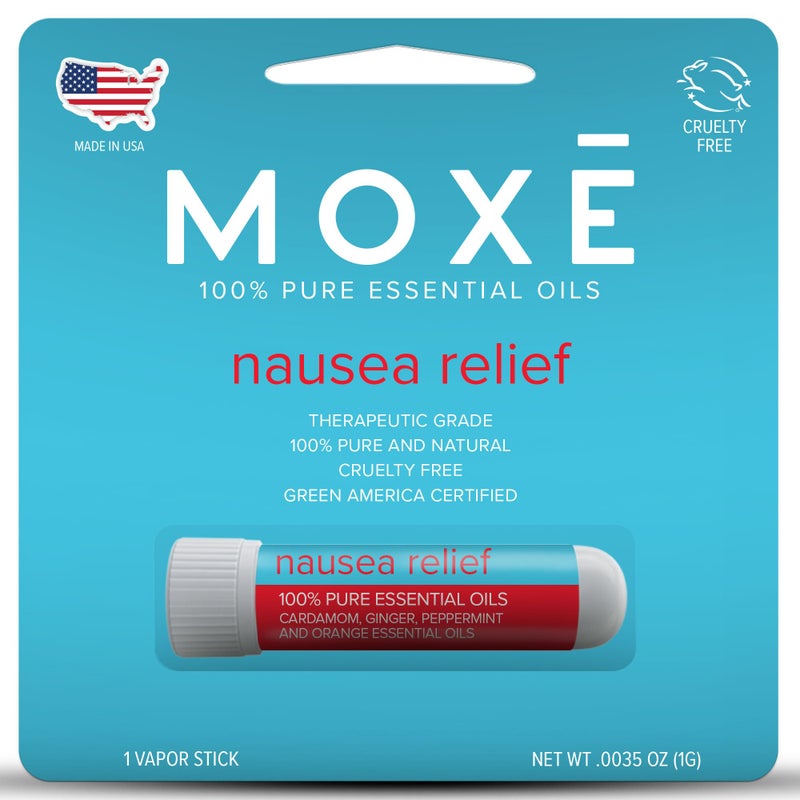 MOXE Nausea Nasal Inhaler Sticks All Natural Essential Oil Blend Ginger Cardamom Peppermint Sweet Orange Upset Stomach Headaches EasytoUse Portable Aromatherapy Made in USA 1 Pack