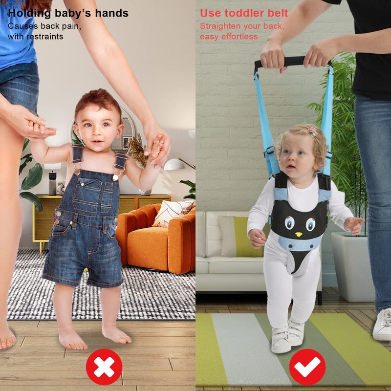 IULONEE Baby Walking Harness Breathable Handheld Kids Toddler Helper Assistant Adjustable Infant Walker Help Baby Walk Stand Up Child Learning Belt for 8-24 Month Old Babies Activity (Blue) - Image 5