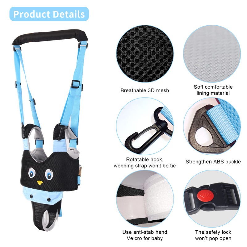 IULONEE Baby Walking Harness Breathable Handheld Kids Toddler Helper Assistant Adjustable Infant Walker Help Baby Walk Stand Up Child Learning Belt for 8-24 Month Old Babies Activity (Blue) - Image 2