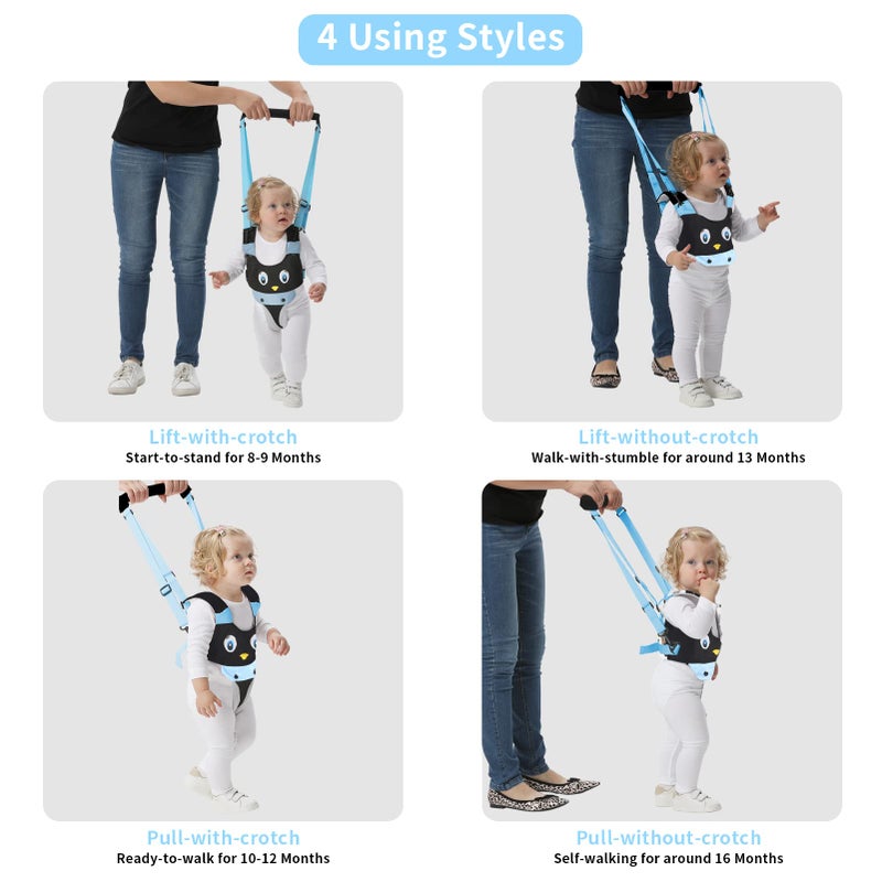 IULONEE Baby Walking Harness Breathable Handheld Kids Toddler Helper Assistant Adjustable Infant Walker Help Baby Walk Stand Up Child Learning Belt for 8-24 Month Old Babies Activity (Blue) - Image 4
