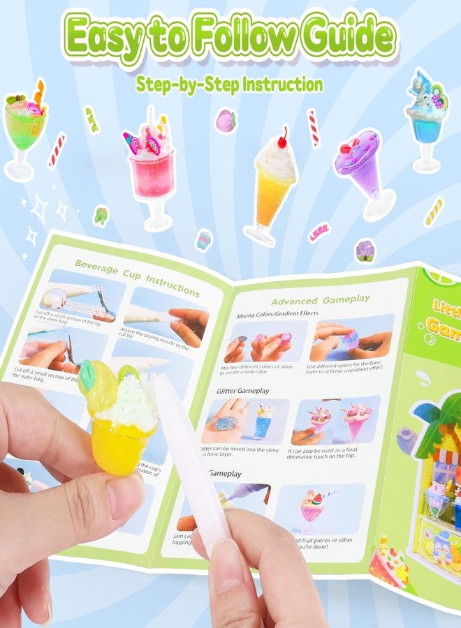 Crelloci DIY Mini Drink Shop Toy, Making 24 Miniature Juice Drinks Cream Material Kit, NOT Edible, Collectible, Kitchen Pretend Play Food Toys Set, Make Your Foods, Gift for Kids Age 8+ - Image 3