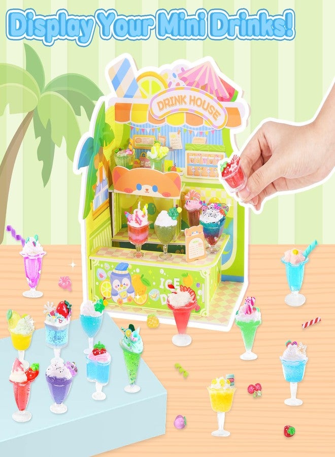 Crelloci DIY Mini Drink Shop Toy, Making 24 Miniature Juice Drinks Cream Material Kit, NOT Edible, Collectible, Kitchen Pretend Play Food Toys Set, Make Your Foods, Gift for Kids Age 8+ - Image 4
