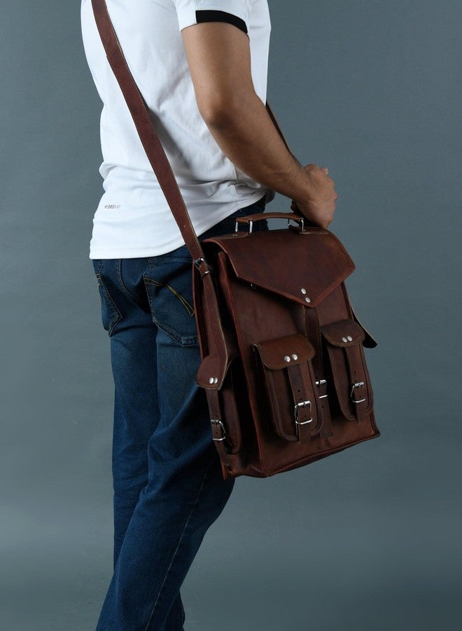 MaheTri Historic 2 in 1 Leather Backpack & Messenger Bag - Unisex | Handcrafted Full-Grain Leather Backpack | Multipurpose Casual Daypack Backpacks for Business, Office, College & Travel - Image 5