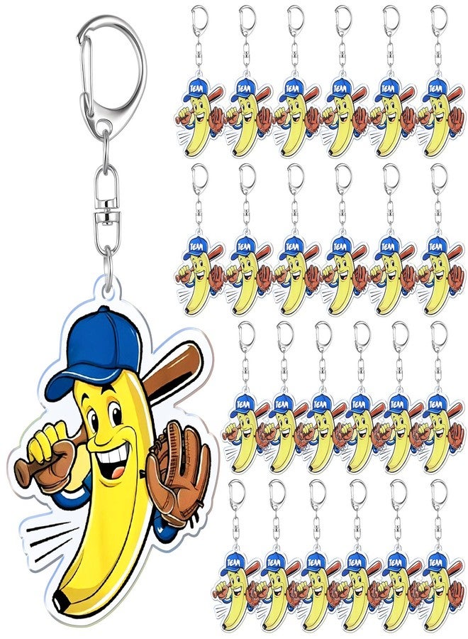 Aurelema 24 Pcs Bananas Team Baseball Acrylic Keychains Gifts Bulk Large Size Funny Banana Keychains for Sublimation Vinyl Sticker DIY Bag Tag Baseball Team Birthday Party Favors - Image 1