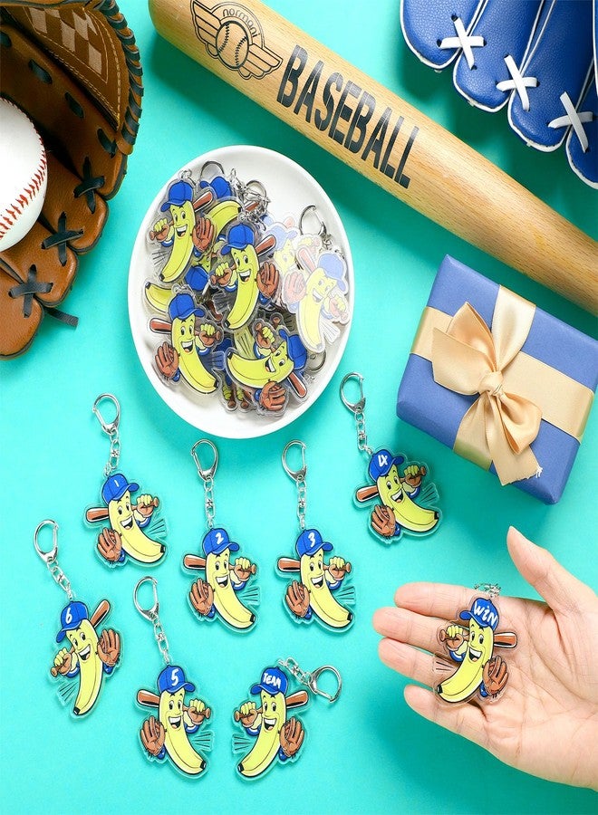 Aurelema 24 Pcs Bananas Team Baseball Acrylic Keychains Gifts Bulk Large Size Funny Banana Keychains for Sublimation Vinyl Sticker DIY Bag Tag Baseball Team Birthday Party Favors - Image 4
