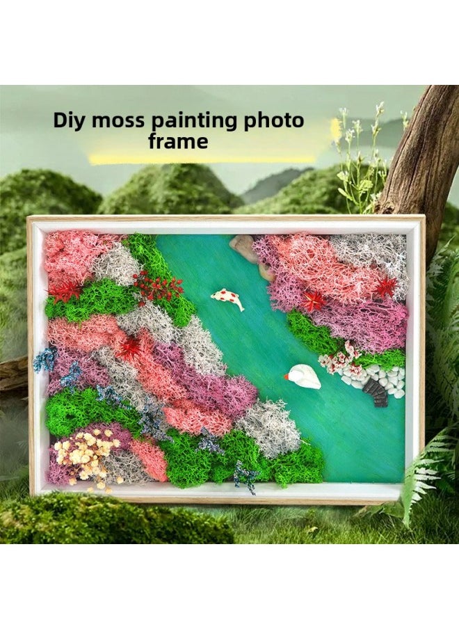 Immortal Moss Painting DIY Material Package Round Tray Green Plant Photo Frame Mother's Day Group Building Activities Manual Parent-child Salon-Color:Vigorous And Clear Water Boat (medium)  - Image 4