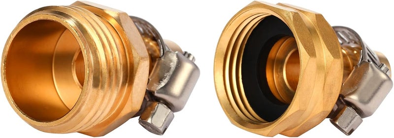 Sanpaint Brass Garden Hose Connector Repair Mender Kit with Stainless Clamp,Fits 1/2" Water Hose Fitting,2 Sets(1/2" Barb x 3/4" GHT) - Image 5