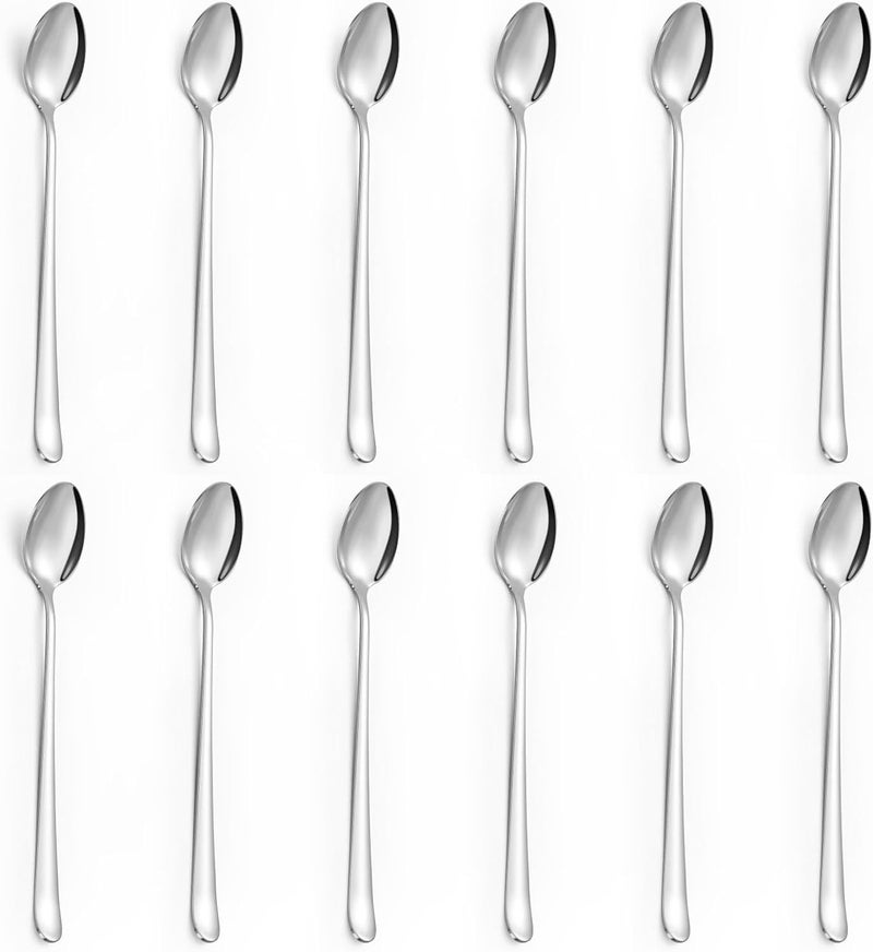 BEWOS Latte Spoons Set of 12 78 Inches 197 Cm Long Handled Teaspoons Made of Stainless Steel Easy Clean Teaspoons Mirror Polished Dishwasher Safe