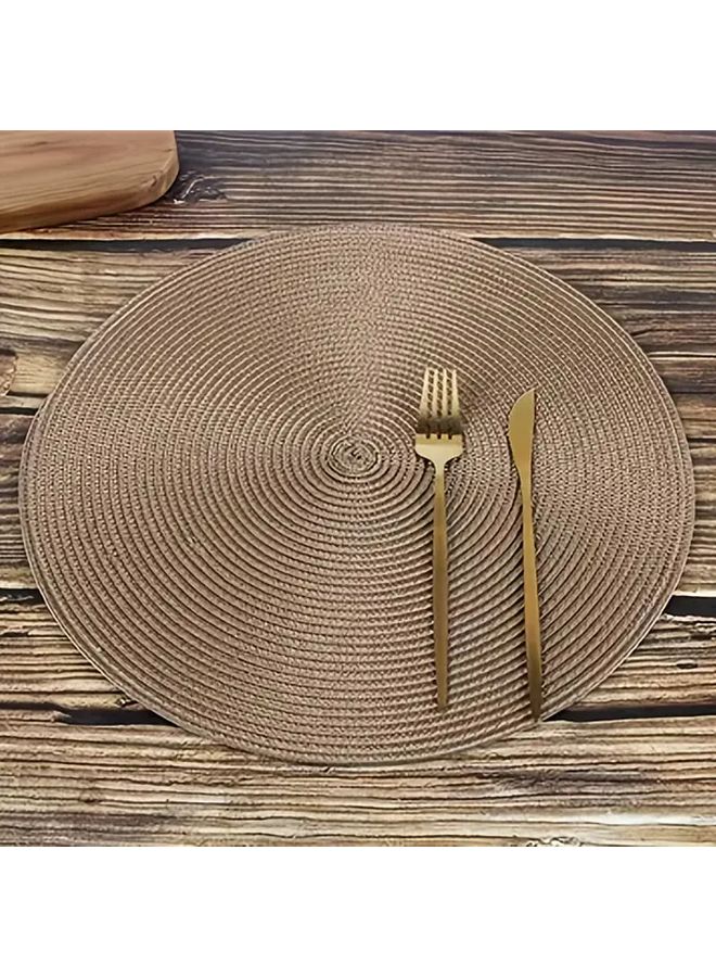 Green 6 Piece 15 Inch Round Placemats Set Easy Clean Fabric PP - Image 5