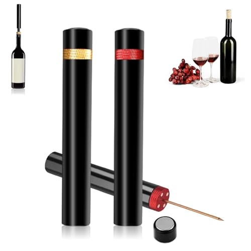 TQBAJ 2pcs Arropop Wine Opener, Travel Portable Pocket Air Pressure Pump Bottle Open for Home Restaurant Party (Golden+Red) - Image 1