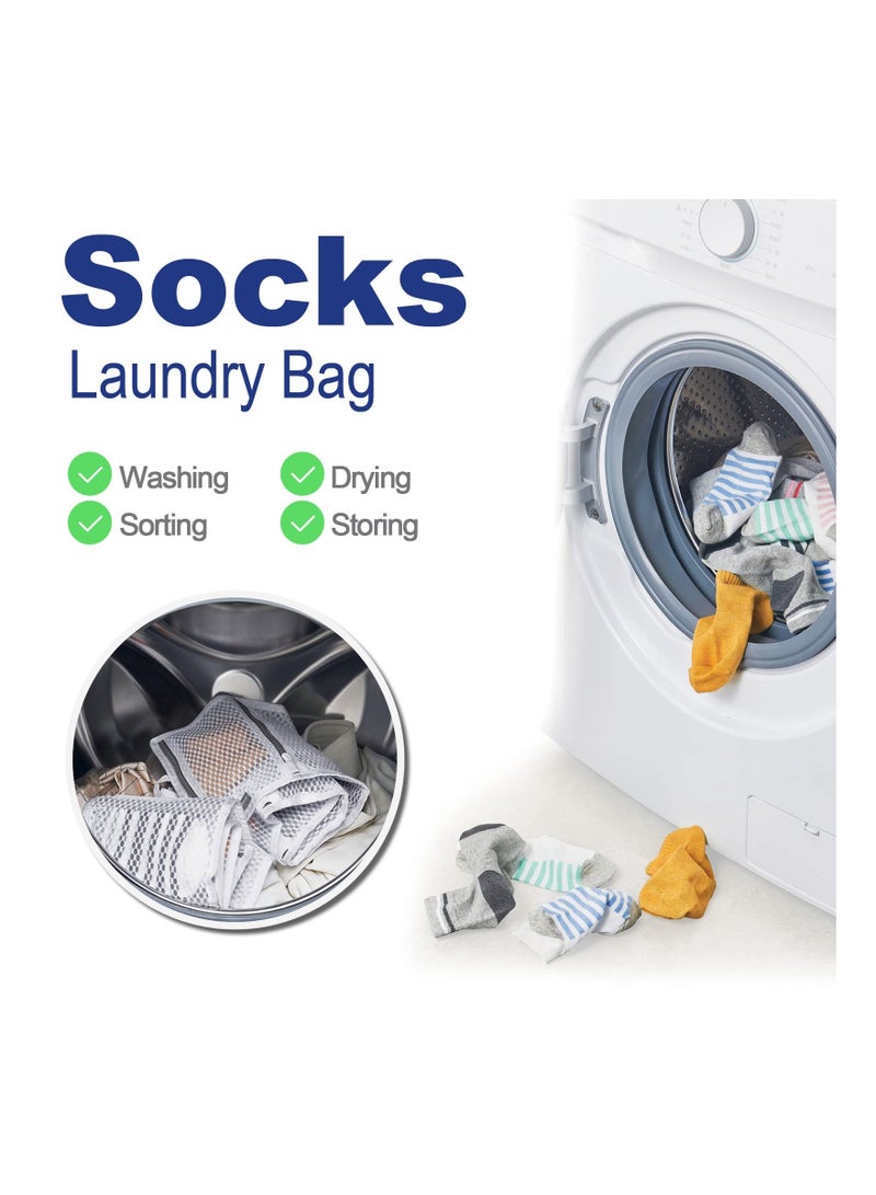 Y&D Socks Laundry Bag, Sock Organizer Mesh Hanging Bags for Delicates, 14 Pocket Paired Wash/Dry/Store Need not Clips/Sorting/Matching, Washing Machine, Dryer and Closet Gloves Panties Tie 2 PCS  - Image 2
