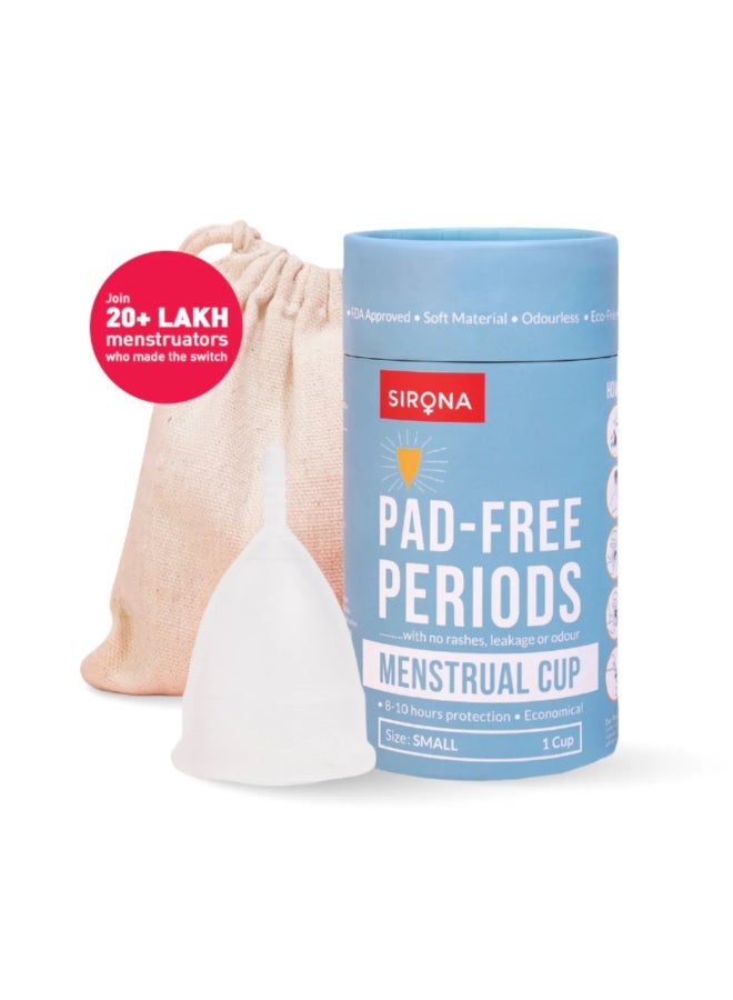 Sirona Menstrual Cup | Up to 8 Hours Protection | Rash-free | Biocompatible | Sustainable & Economical | Hypoallergenic Size small - Image 1
