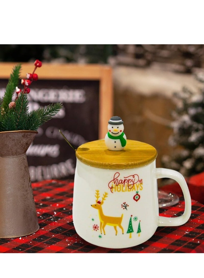 UKR Festive Deer Mug with Spoon and Lid – Christmas Themed Coffee & Tea Mug for Kids & Adults – Perfect Holiday Gift, Decorative Mug for Winter & Holiday Season - Image 5