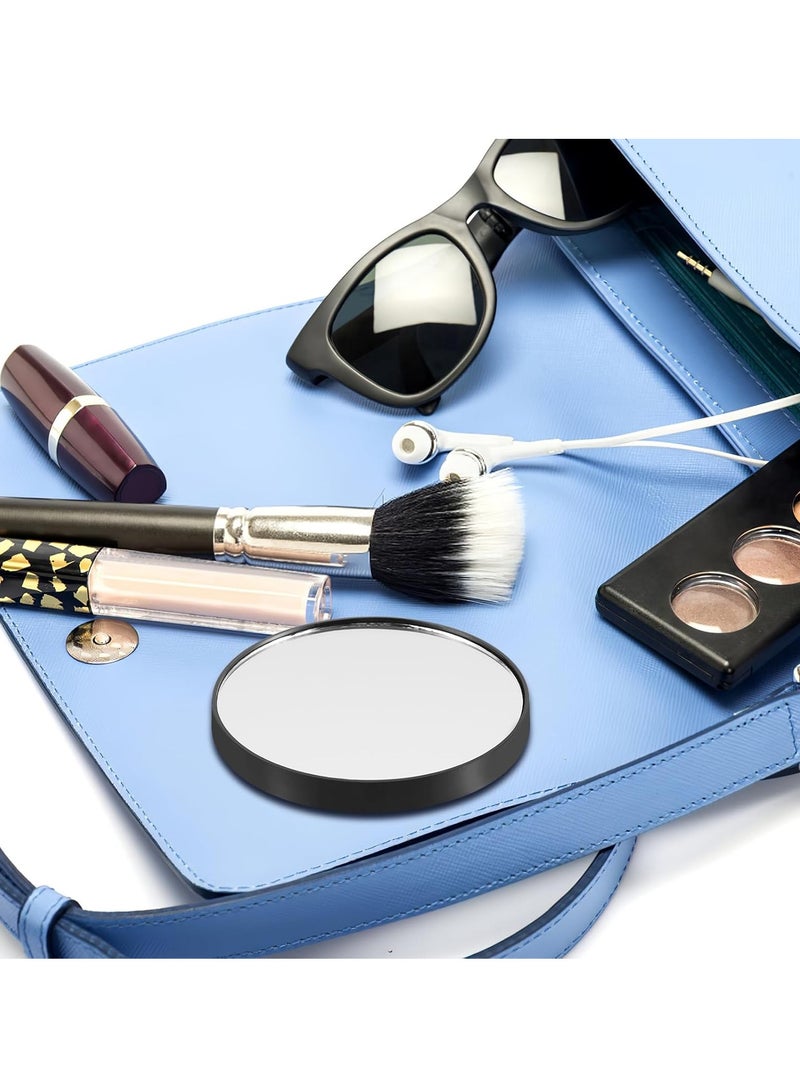 8.8cm 5X Magnifying Mirror Wall-mounted Small Round Compact Makeup Mirror Pocket Makeup Mirror Magnifying Bathroom Makeup Tools with 2 Suction Cups/Suction Cups Suitable for Home Bedroom, Can Pick Pimples, Squeeze Acne and Remove Blackheads (Black) - Image 5
