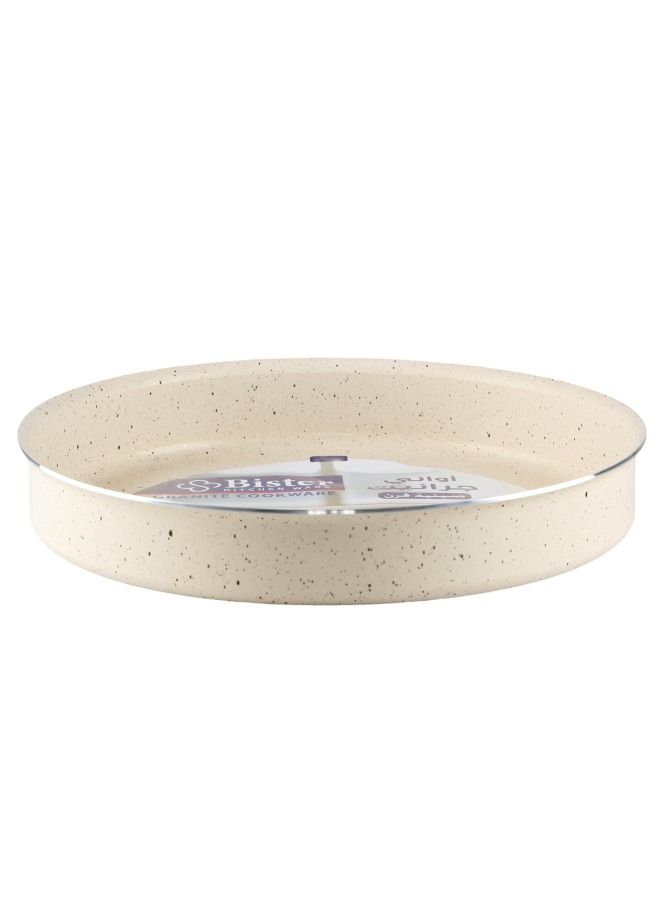 Bister Granite Round Baking Oven Tray 30 cm Beige – Non-Stick Speckled Coating, Flat Bottom, 2.5 mm Thick High-Quality Metal Bakeware - Image 2