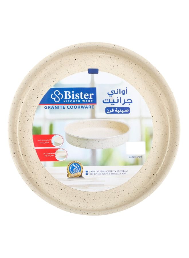 Bister Granite Round Baking Oven Tray 30 cm Beige – Non-Stick Speckled Coating, Flat Bottom, 2.5 mm Thick High-Quality Metal Bakeware - Image 3
