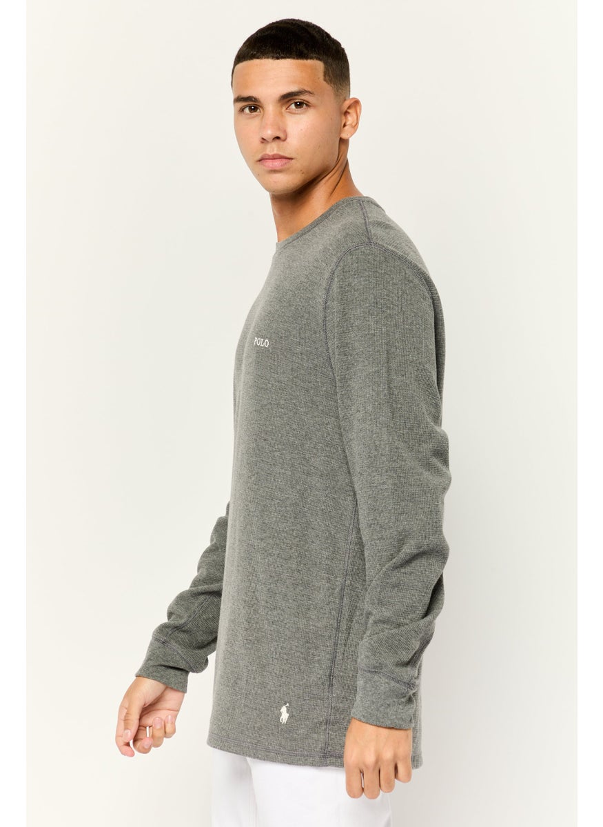 POLO RALPH LAUREN - Men Crew Neck Embroidered Logo Long Sleeves Sweatshirt, Grey - Image 1