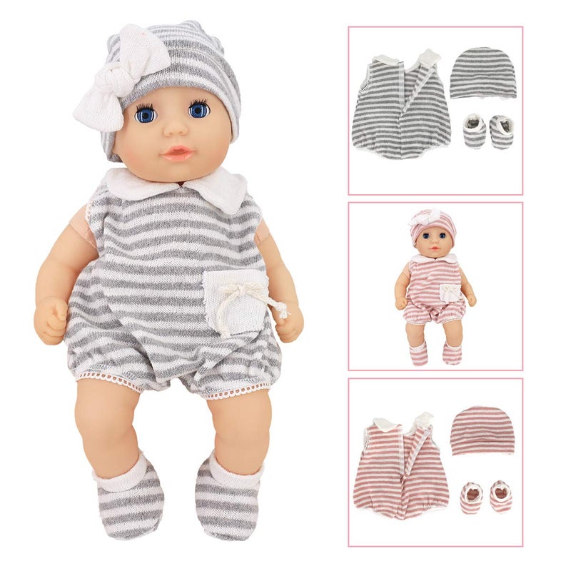 DC-BEAUTIFUL 6 Set Clothes Gift for Infant, Girl Baby, 14 Inch -18 Inch Includes Doll Outfits Dress Hat Socks, Total 14 Pcs Onesies Clothes Pajamas Costumes - Image 3