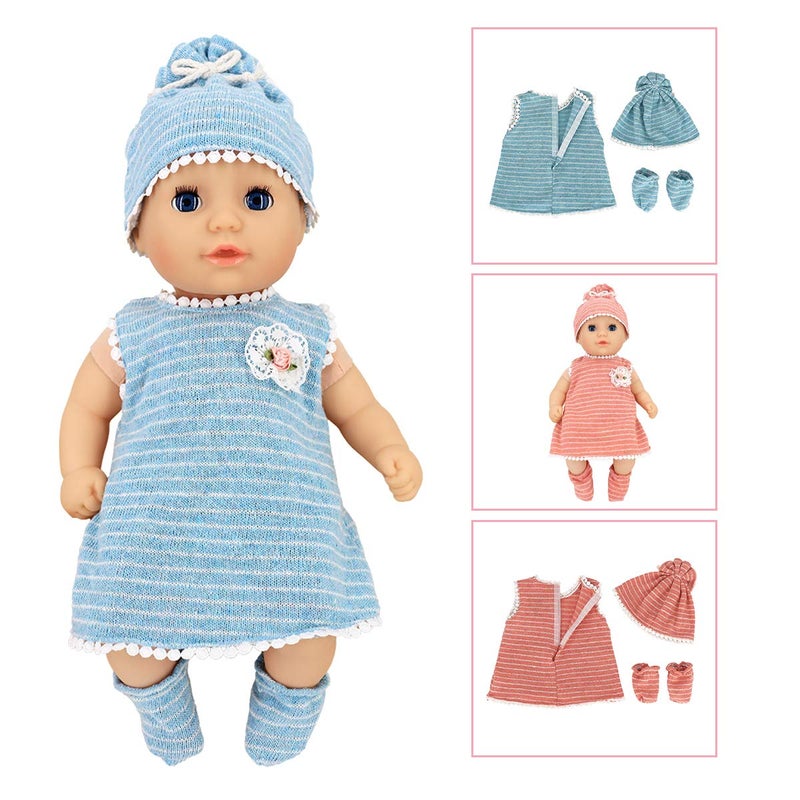 DC-BEAUTIFUL 6 Set Clothes Gift for Infant, Girl Baby, 14 Inch -18 Inch Includes Doll Outfits Dress Hat Socks, Total 14 Pcs Onesies Clothes Pajamas Costumes - Image 5