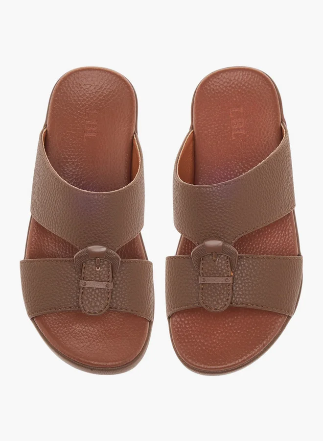 LBL by Shoexpress Textured Slip-On Arabic Sandals with Buckle Accent