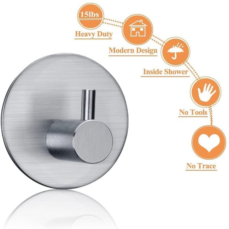 JIALTO 4 Pcs Adhesive Hooks - Heavy Duty Wall Hangers for Bathroom Stainless Steel SUS 304 Kitchen, and Multipurpose Use - Image 3