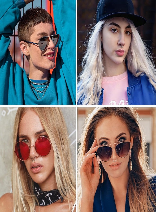 HaiFafafaing 4 Pcs Fake Nose Rings - 20 Gauge 8mm Inner Diameter Fake Septum Piercing - Stainless Steel Clip On Nose Rings for Women Men - Image 4