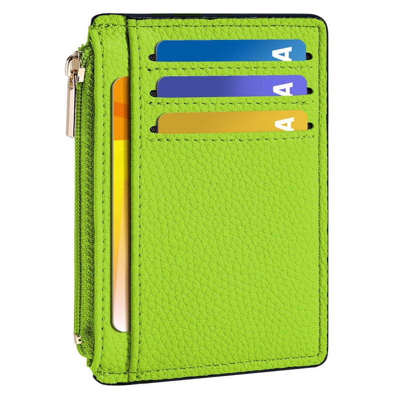 Tipmile Credit Card Holder for Women Slim Minimalist Front Pocket RFID Blocking Wallet Small Compact Card Case with ID Window, Neon Green - Image 1