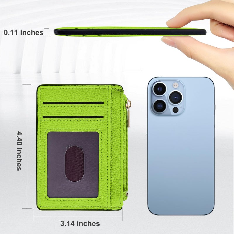 Tipmile Credit Card Holder for Women Slim Minimalist Front Pocket RFID Blocking Wallet Small Compact Card Case with ID Window, Neon Green - Image 5