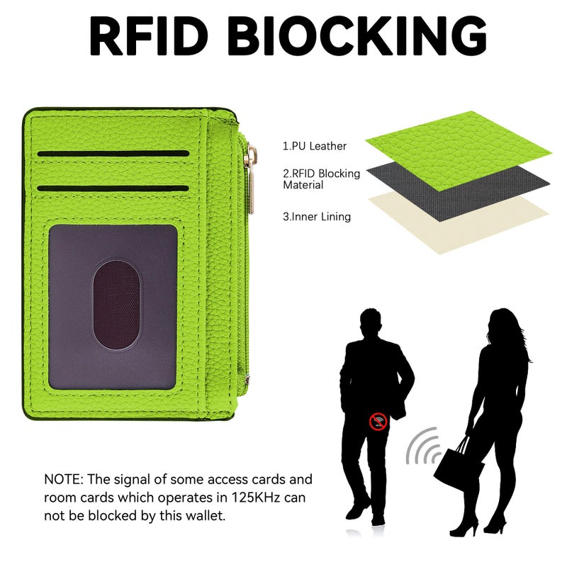 Tipmile Credit Card Holder for Women Slim Minimalist Front Pocket RFID Blocking Wallet Small Compact Card Case with ID Window, Neon Green - Image 2