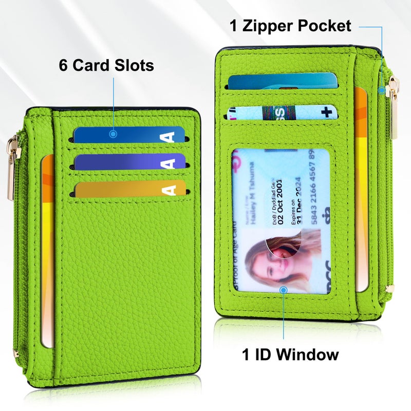 Tipmile Credit Card Holder for Women Slim Minimalist Front Pocket RFID Blocking Wallet Small Compact Card Case with ID Window, Neon Green - Image 3