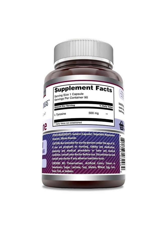 Amazing Nutrition Amazing Formulas L-Tyrosine 500 mg Capsules | Amino Acid Supplement | Non-GMO | Gluten Free | Made in USA (90 Count) - Image 2