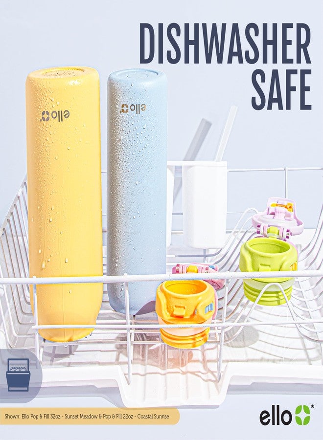 Ello Pop & Fill 22oz Stainless Steel Water Bottle with QuickFill Technology, Double Walled and Vacuum Insulated Metal, Leak Proof Locking Lid, Straw and Chug, Reusable, BPA Free, Take a Bow - Image 5