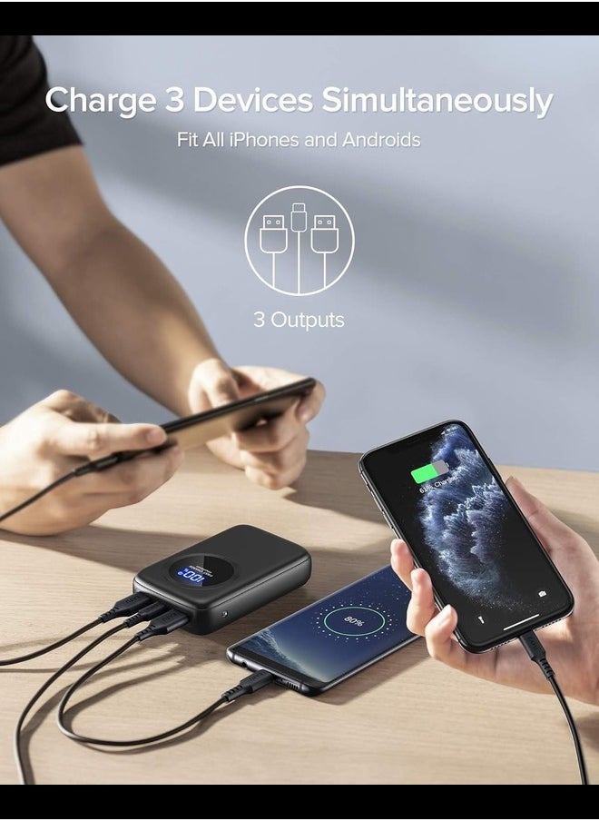 Generic - Portable Charger, 20W PD3.0 QC4.0 Fast Charging USB C Power Bank, 12000mAh LED Display 3 Outputs Battery Pack with Flashlight Compatible with iPhone 12 11 X Samsung S20 Google LG iPad Tablet etc - Image 1