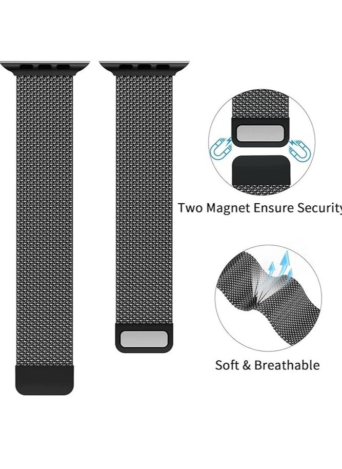adhomax Mesh Metal Loop For ultra Watches Band 42mm 44mm 45mm 46mm 49mm for iWatch Bands Series Ultra SE, 1 to10 Women Men, Stainless Steel Strap with Magnetic Clasp  - Image 3