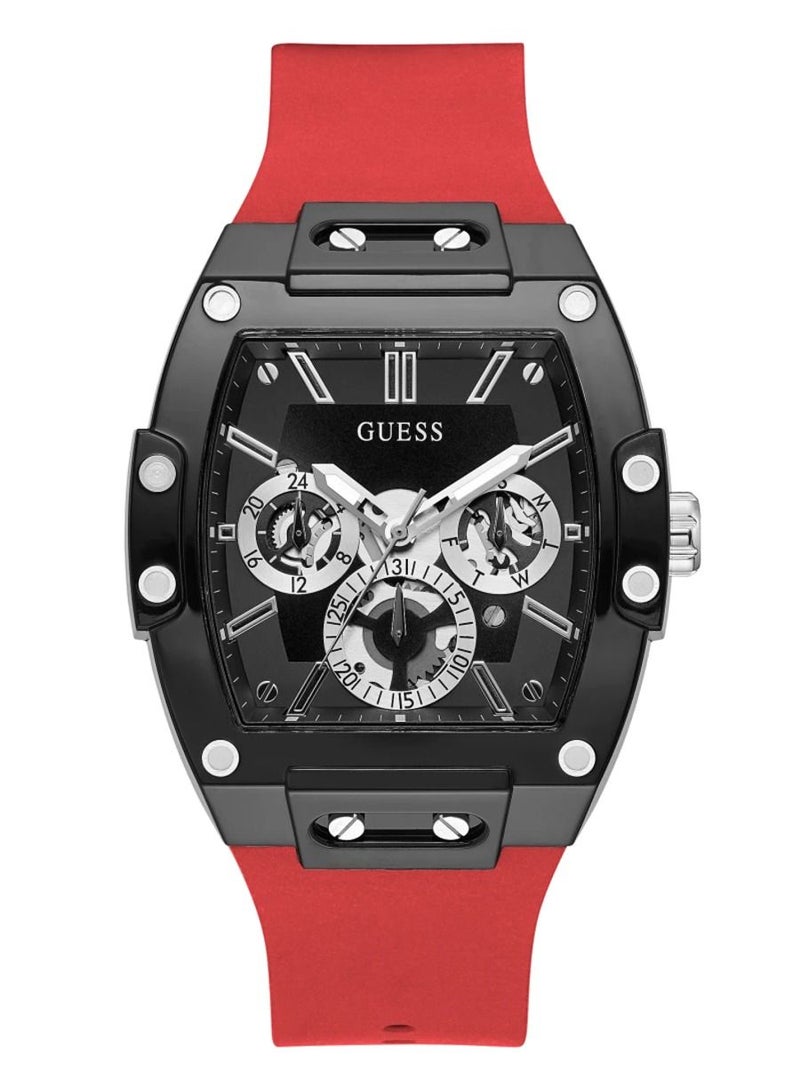 Guess Men’s Black Case Red Silicone Watch GW0203G4 - Image 1