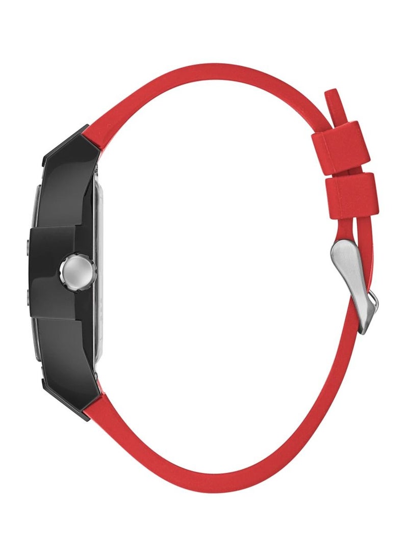 Guess Men’s Black Case Red Silicone Watch GW0203G4 - Image 2