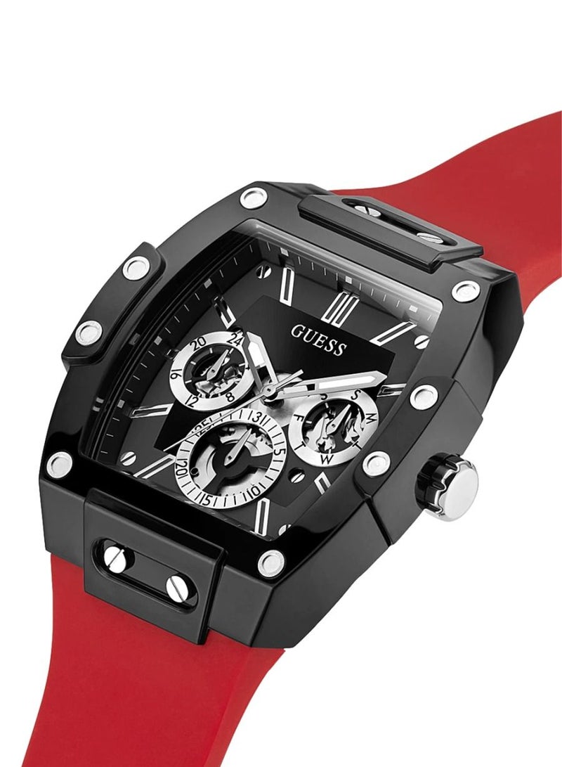 Guess Men’s Black Case Red Silicone Watch GW0203G4 - Image 4