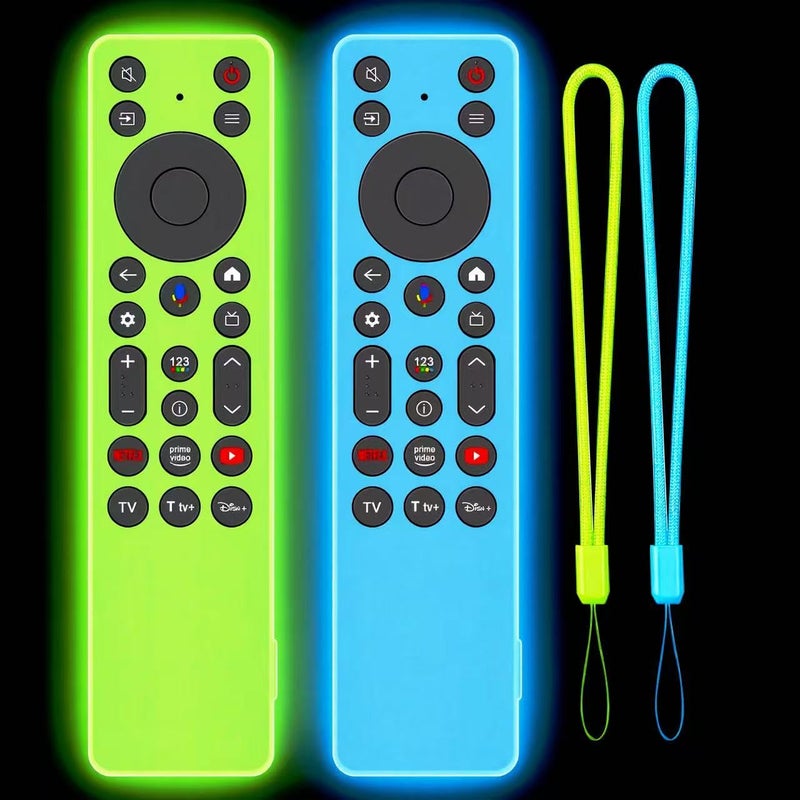 Climberer 2PACK Climberer Cover for TCL RC923A FMB1 / RC813A FMB1 2025 QM6K QM7K TV Remote, Silicone Case Glow in Dark - Blue+Green - Image 1